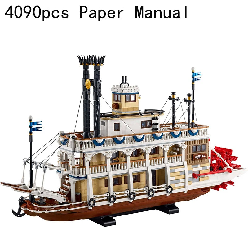 Steamboat Raddampfer MOC - 4090 Teile - Legokompatibel - Historisches Flussschiff Modell