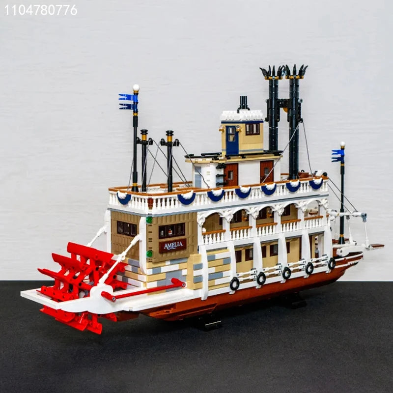 Steamboat Raddampfer MOC - 4090 Teile - Legokompatibel - Historisches Flussschiff Modell