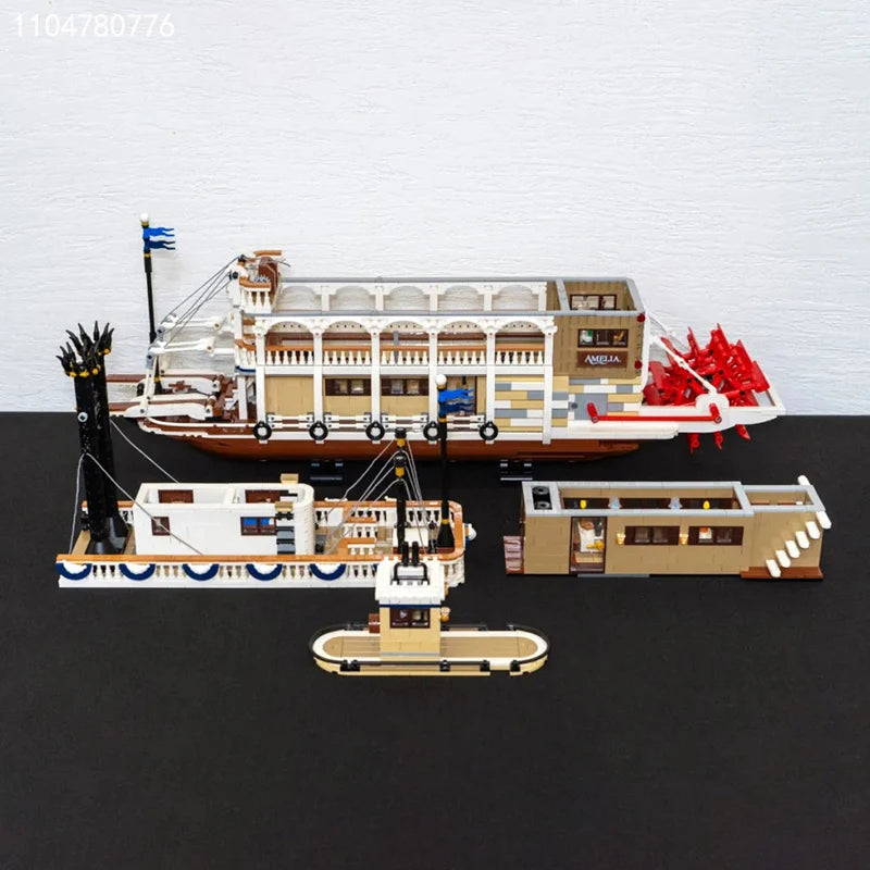 Steamboat Raddampfer MOC - 4090 Teile - Legokompatibel - Historisches Flussschiff Modell