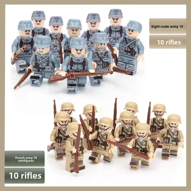 WW1 Minifiguren Set - Erster Weltkrieg Soldaten | 10 Figuren | LEGO-kompatibel