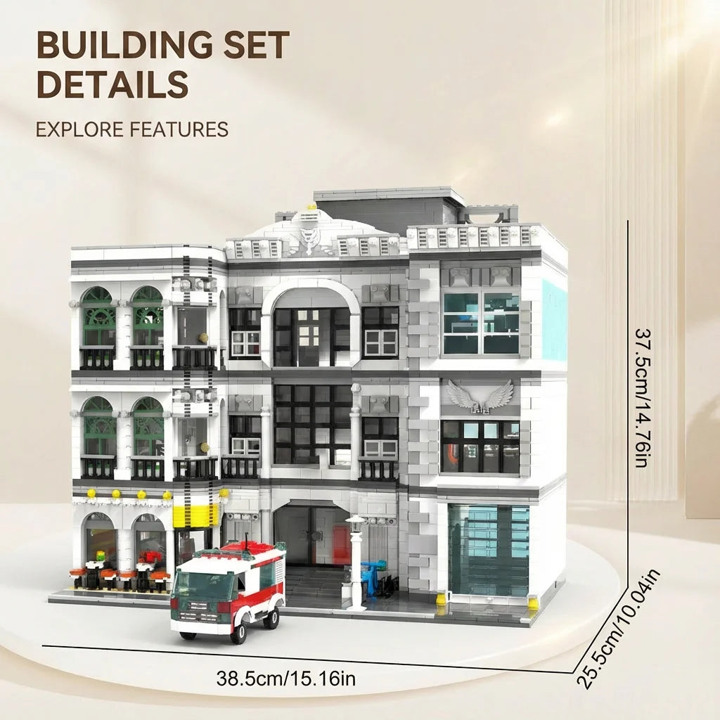 Hospital House MOC Modular Building Set - 4958 Teile - Legokompatibel - mit 17 Minifiguren
