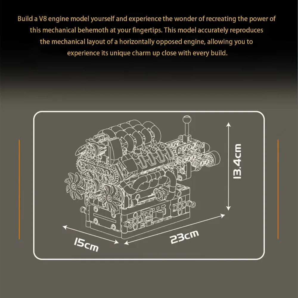 Prime bricks Motoren works 10227 V8 Engine Model moc Kit 787PCS Mini Building Blocks with Working Pistons Gearbox STEM Mechanica Lego kompitabel