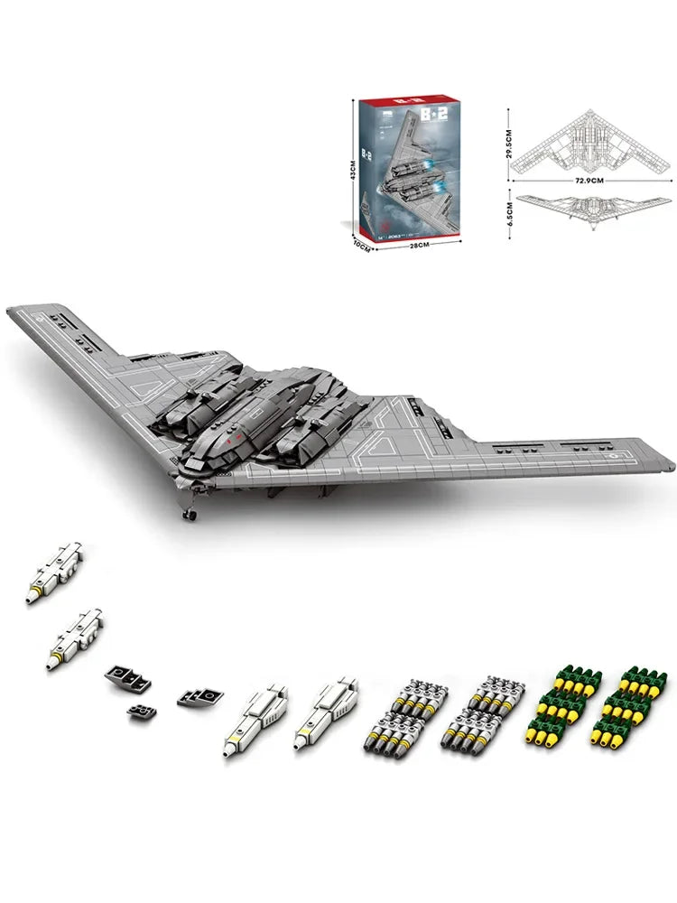 2063PCS B-2 Ghost Strategic Bomber Building Blocks Air Force Fighter Model Bricks Collection Desktop Display