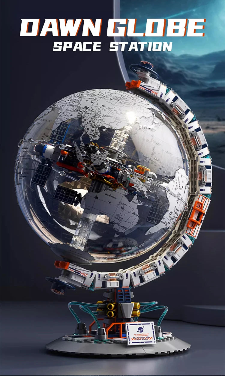 Space Station Transparent Globe MOC - Legokompatibel - High-Tech Weltraumstation Modell