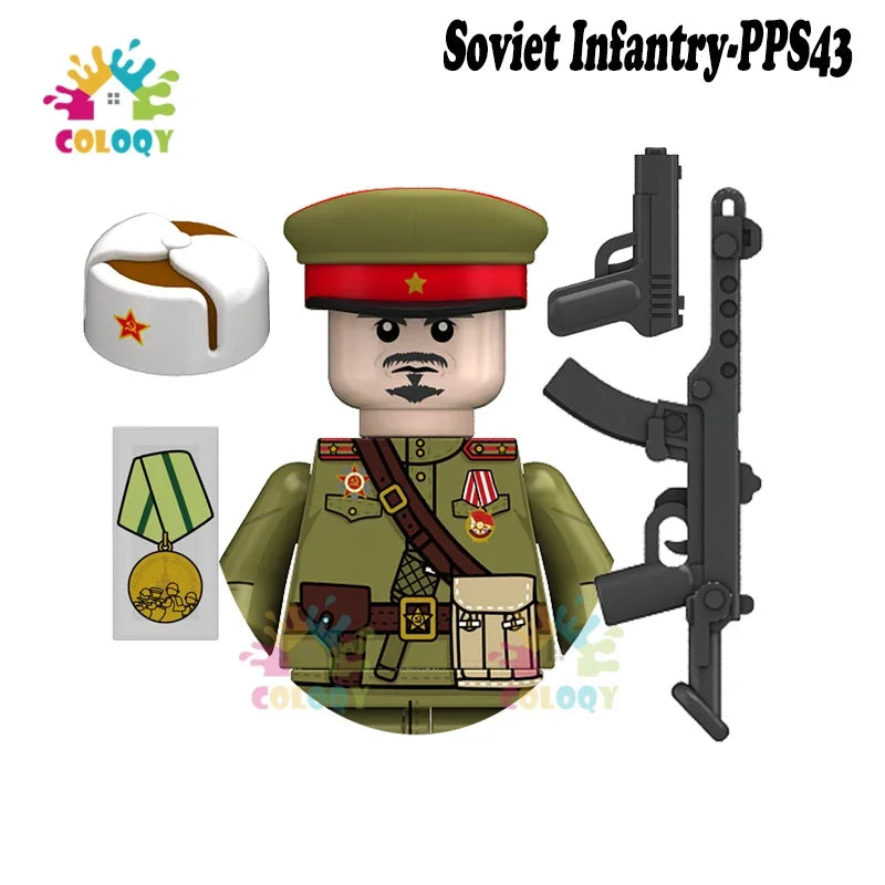 WW2 Minifiguren Set - Zweiter Weltkrieg Soldaten | Alliierte & Achsenmächte | LEGO-kompatibel