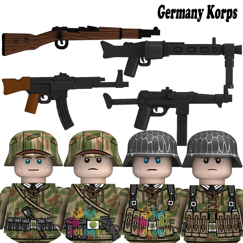 WW2 Minifiguren Set - Zweiter Weltkrieg Soldaten | Alliierte & Achsenmächte | LEGO-kompatibel