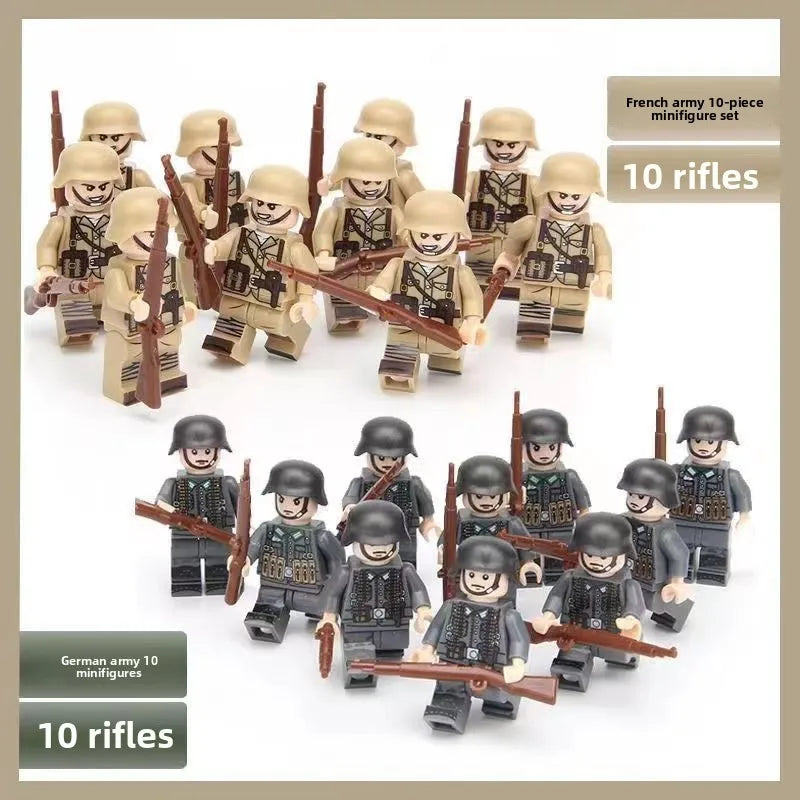WW1 Minifiguren Set - Erster Weltkrieg Soldaten | 10 Figuren | LEGO-kompatibel