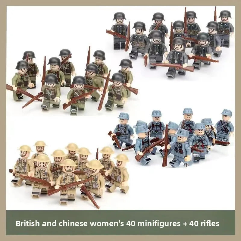 WW1 Minifiguren Set - Erster Weltkrieg Soldaten | 10 Figuren | LEGO-kompatibel