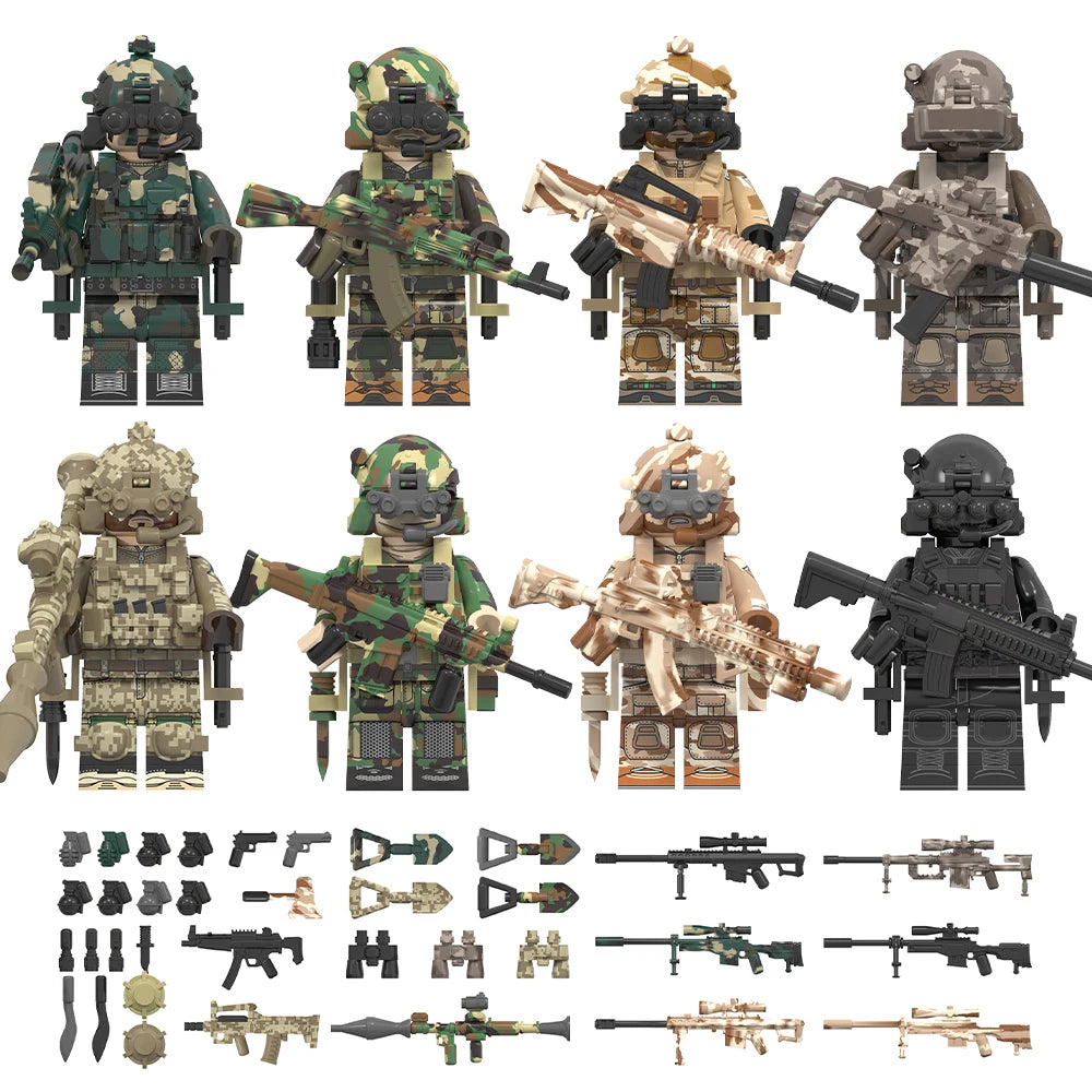 SWAT Special Forces Minifiguren Set - Legokompatibel - Military Series Kommando Soldaten