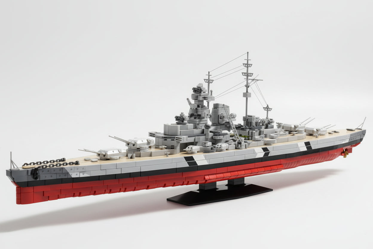 Bismarck WW2 Battle Ship MOC 1:300 - 2686 Teile - Legokompatibel - Kriegsschiff Modell