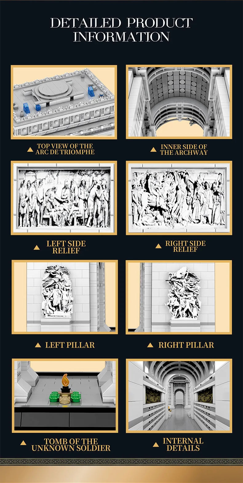 Arc de Triomphe Paris MOC - 3381 Teile - Legokompatibel - Pariser Wahrzeichen Modell