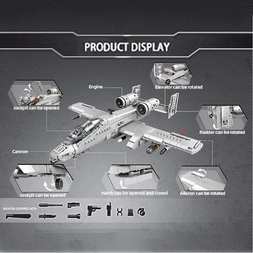 A-10 Warthog MOC - Militär Kampfflugzeug Bauset | 1:48 Modell | US Air Force | LEGO-kompatibel