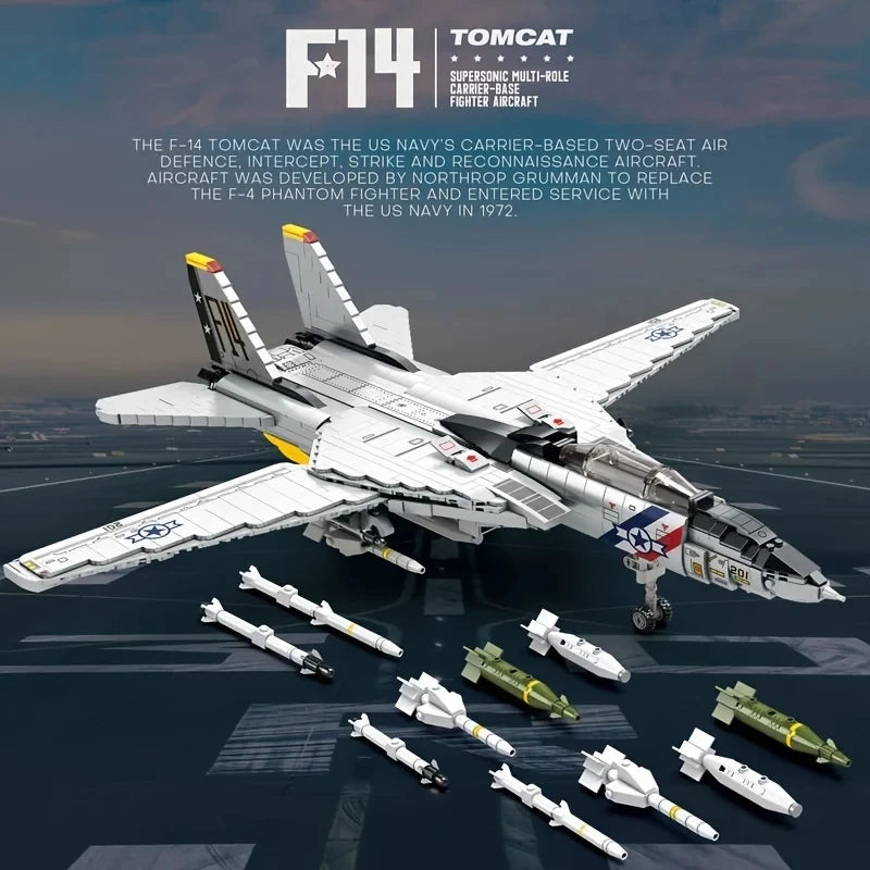 F-14 Tomcat Fighter MOC 1600 Teile LEGO-kompatibel | PrimeBricks