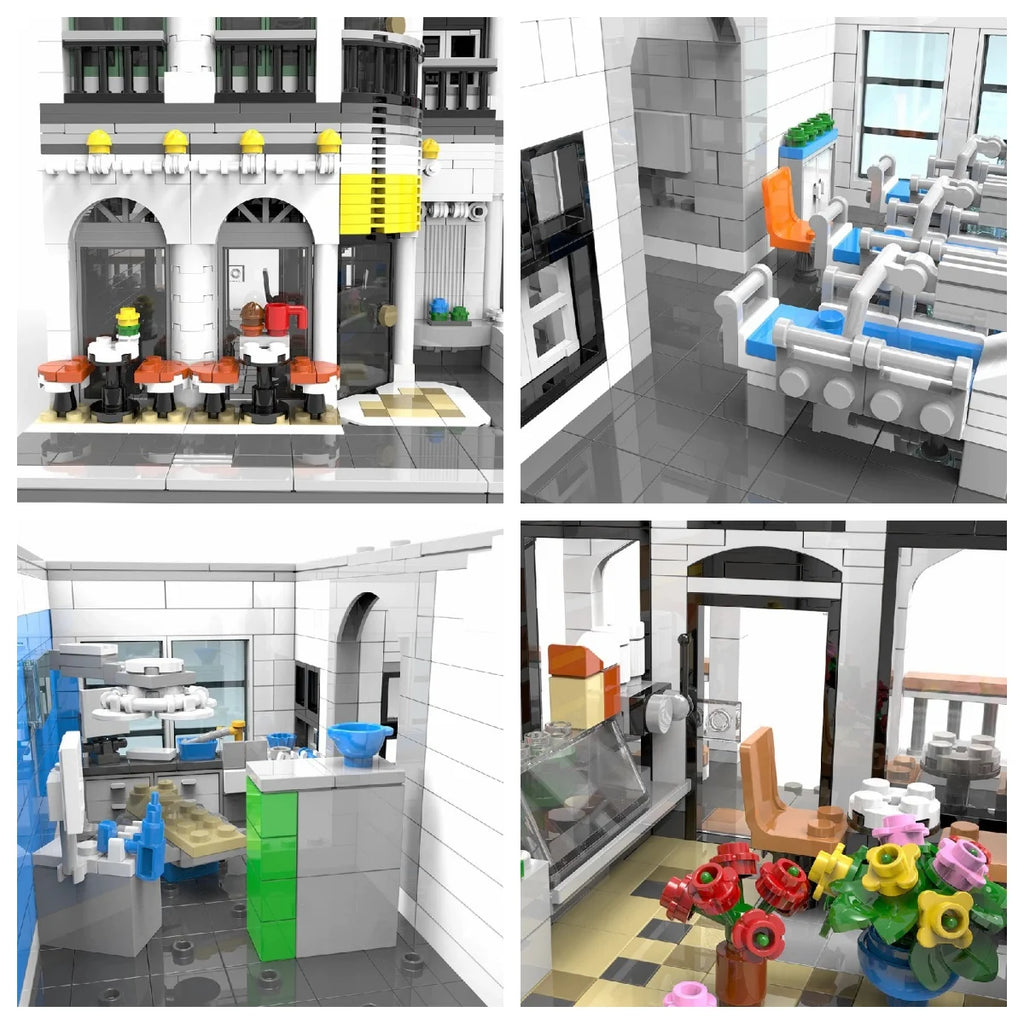 Hospital House MOC Modular Building Set - 4958 Teile - Legokompatibel - mit 17 Minifiguren