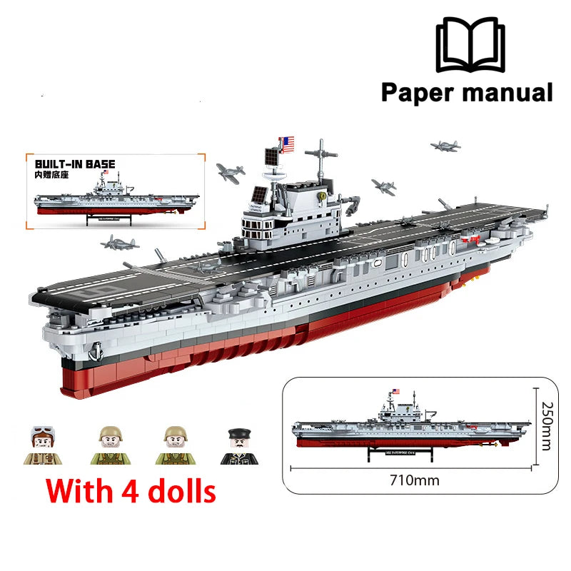 USS Enterprise CV-6 Battleship MOC - 1883 Teile - Legokompatibel - World War II Flugzeugträger Modell