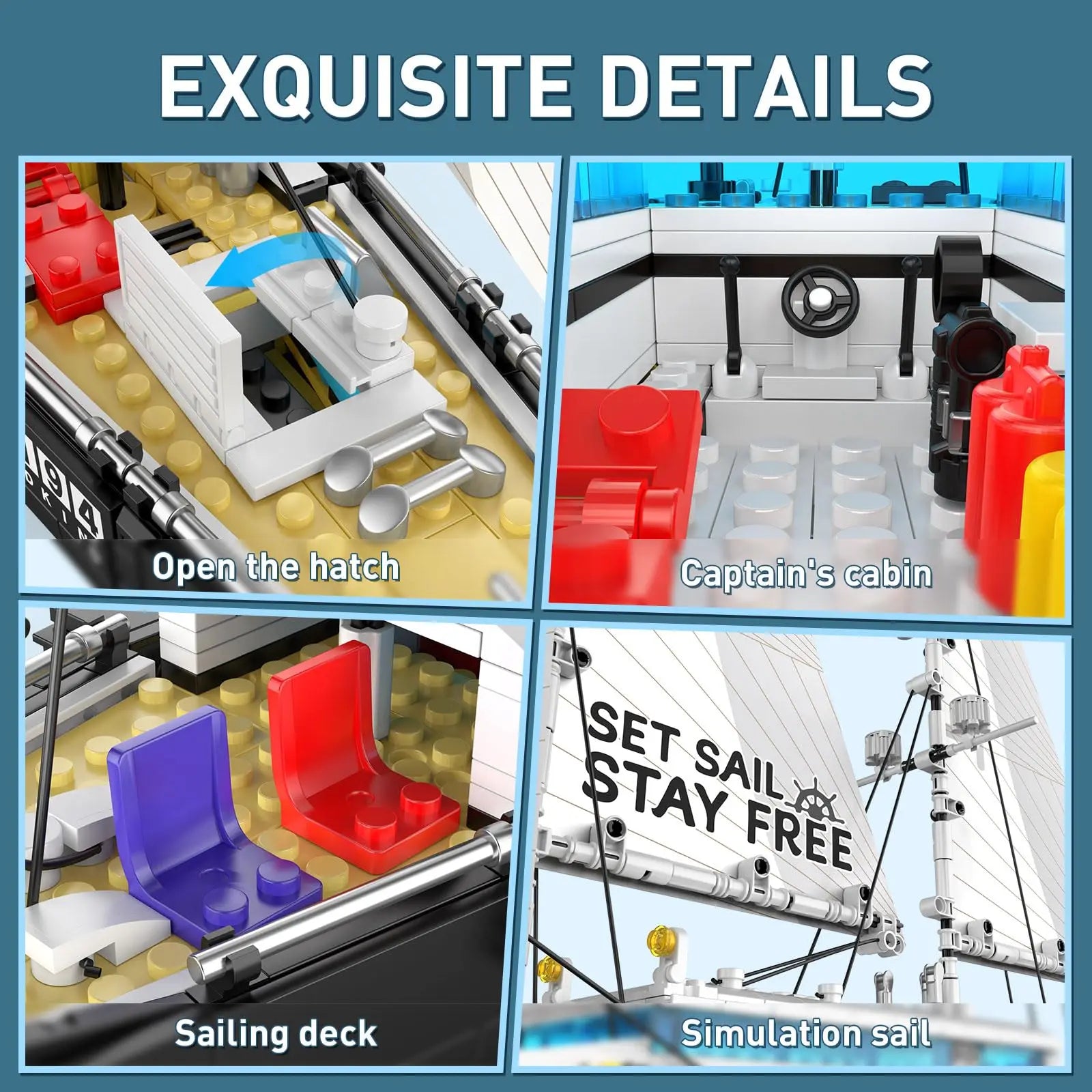 Großes Segelschiff MOC - Legokompatibel - Nautical Adventure Konstruktionsspielzeug