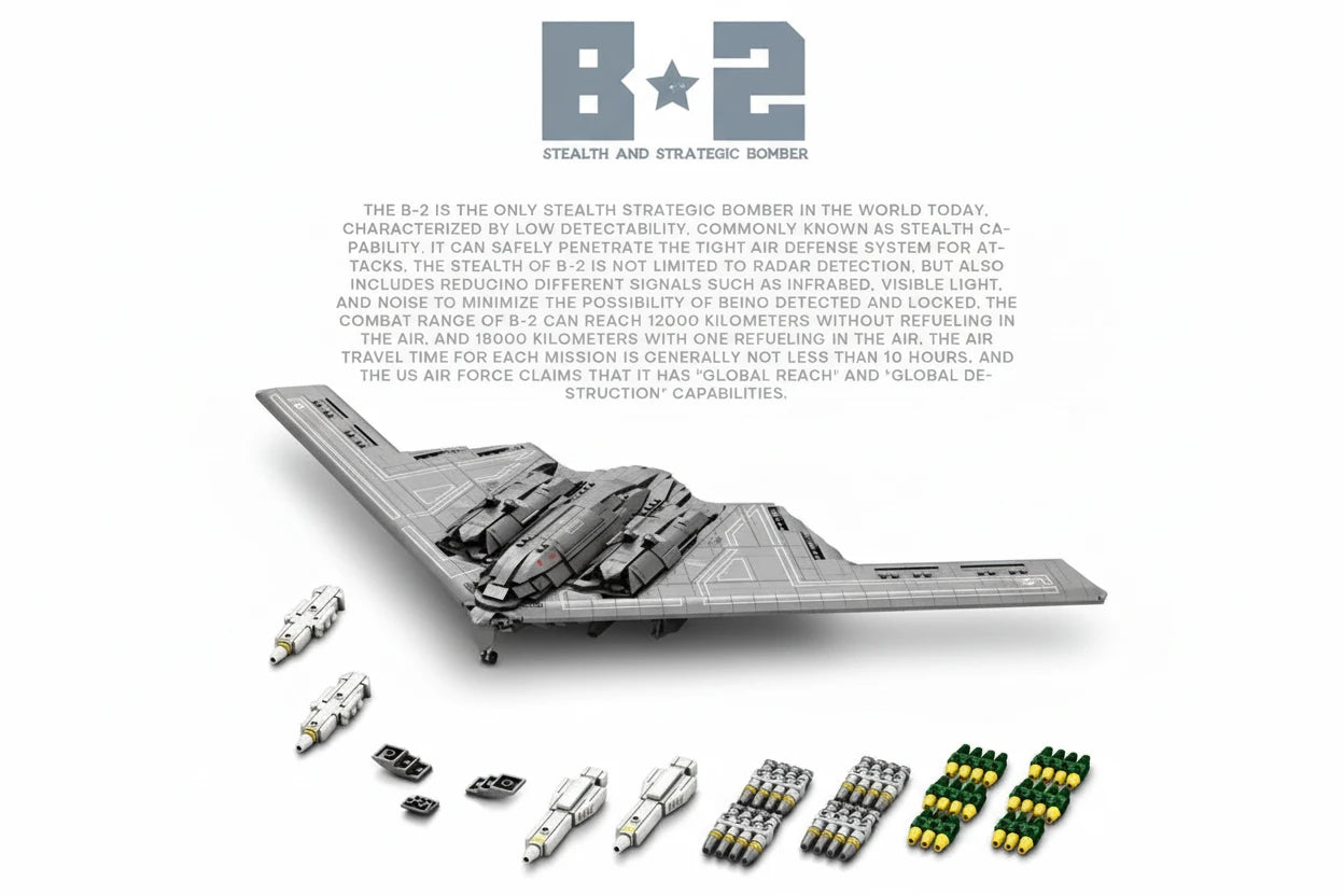 2063PCS B-2 Ghost Strategic Bomber Building Blocks Air Force Fighter Model Bricks Collection Desktop Display