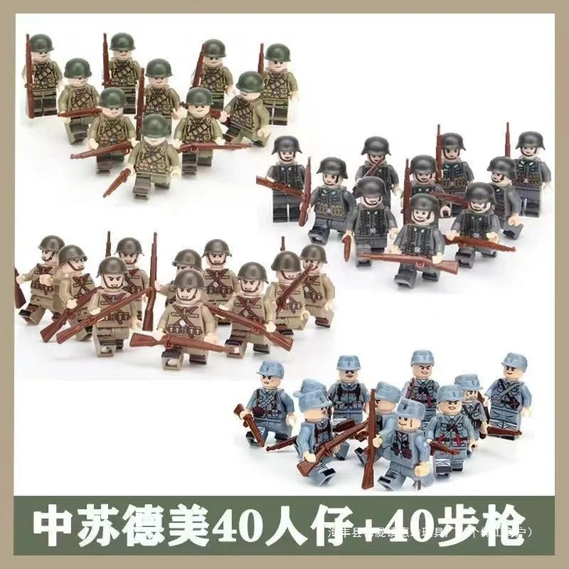 WW1 Minifiguren Set - Erster Weltkrieg Soldaten | 10 Figuren | LEGO-kompatibel