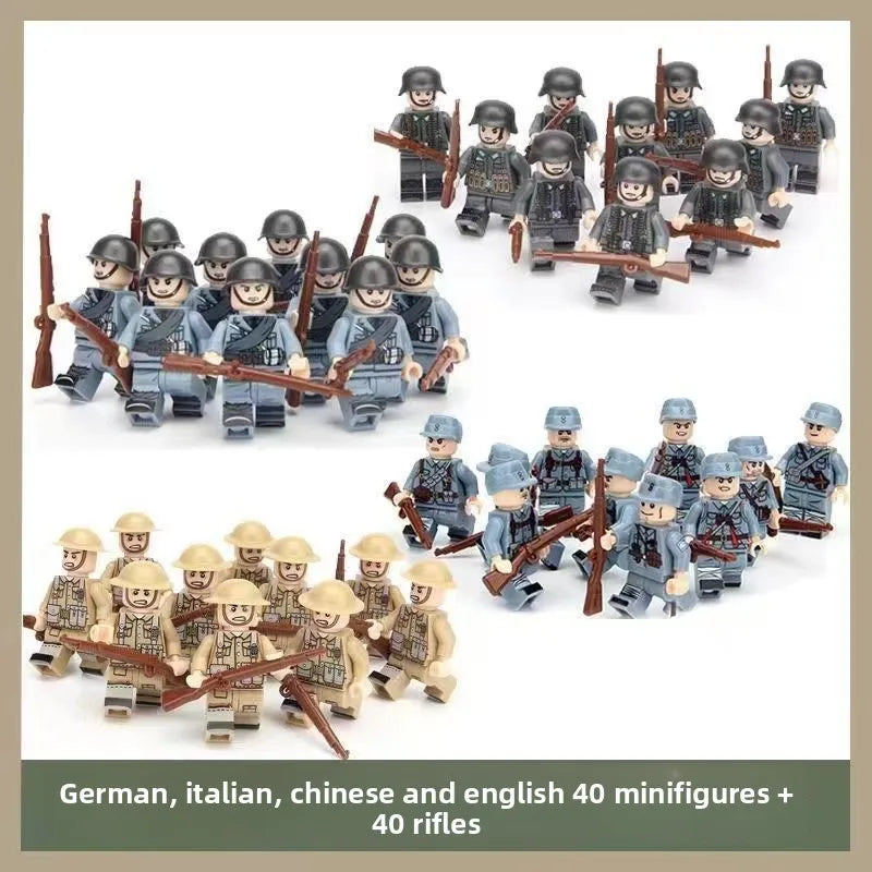 WW1 Minifiguren Set - Erster Weltkrieg Soldaten | 10 Figuren | LEGO-kompatibel