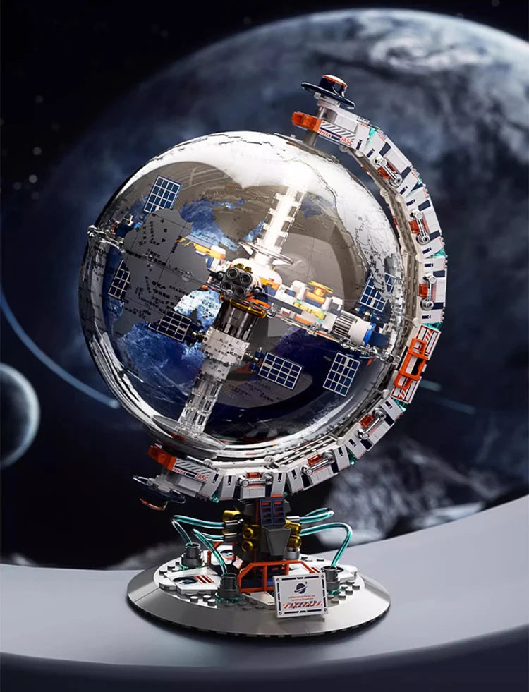 Space Station Transparent Globe MOC - Legokompatibel - High-Tech Weltraumstation Modell