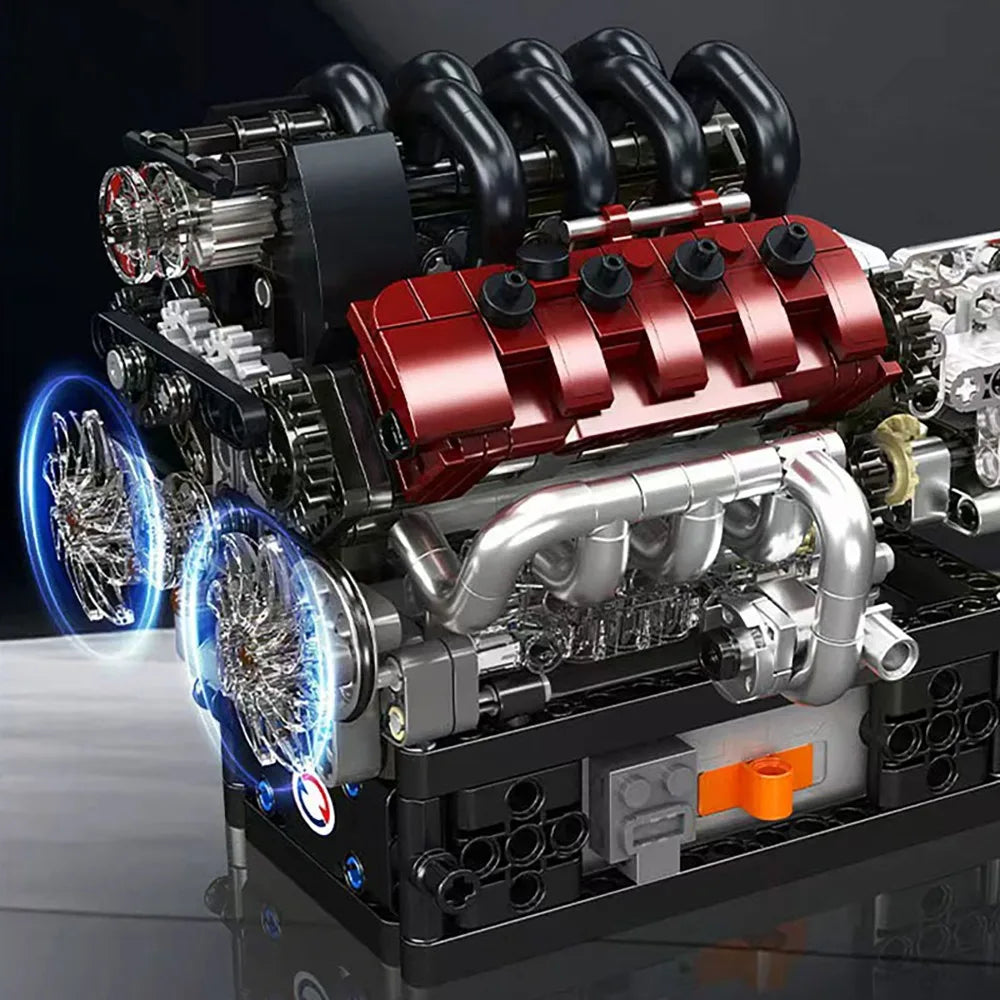 Prime bricks Motoren works 10227 V8 Engine Model moc Kit 787PCS Mini Building Blocks with Working Pistons Gearbox STEM Mechanica Lego kompitabel