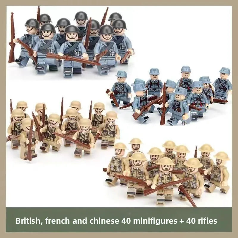 WW1 Minifiguren Set - Erster Weltkrieg Soldaten | 10 Figuren | LEGO-kompatibel