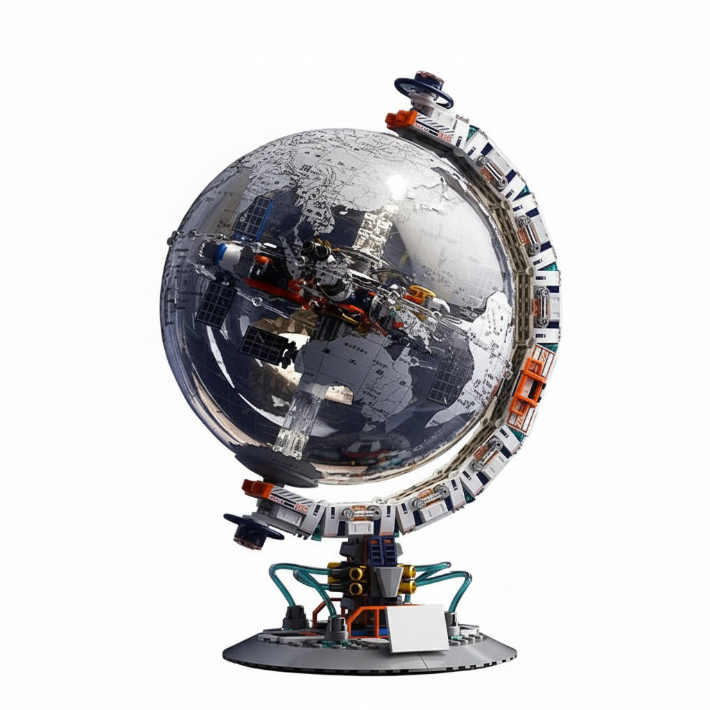 Space Station Transparent Globe MOC - Legokompatibel - High-Tech Weltraumstation Modell