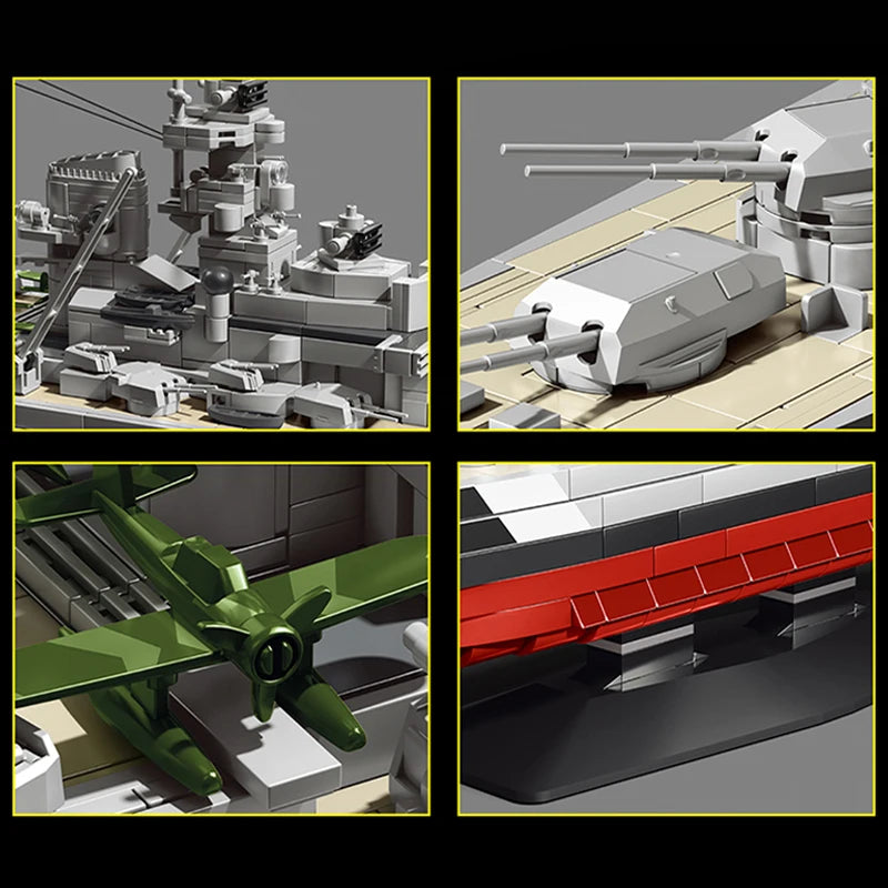 Bismarck WW2 Battle Ship MOC 1:300 - 2686 Teile - Legokompatibel - Kriegsschiff Modell