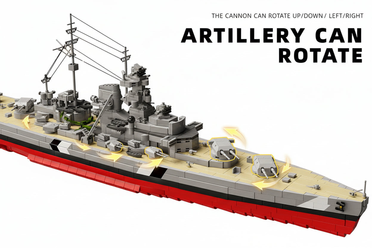 Bismarck WW2 Battle Ship MOC 1:300 - 2686 Teile - Legokompatibel - Kriegsschiff Modell