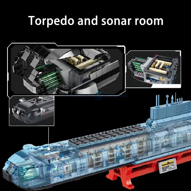 Military Type 941 Nuclear Submarine MOC - 4474 Teile - Legokompatibel - U-Boot Modell für Erwachsene
