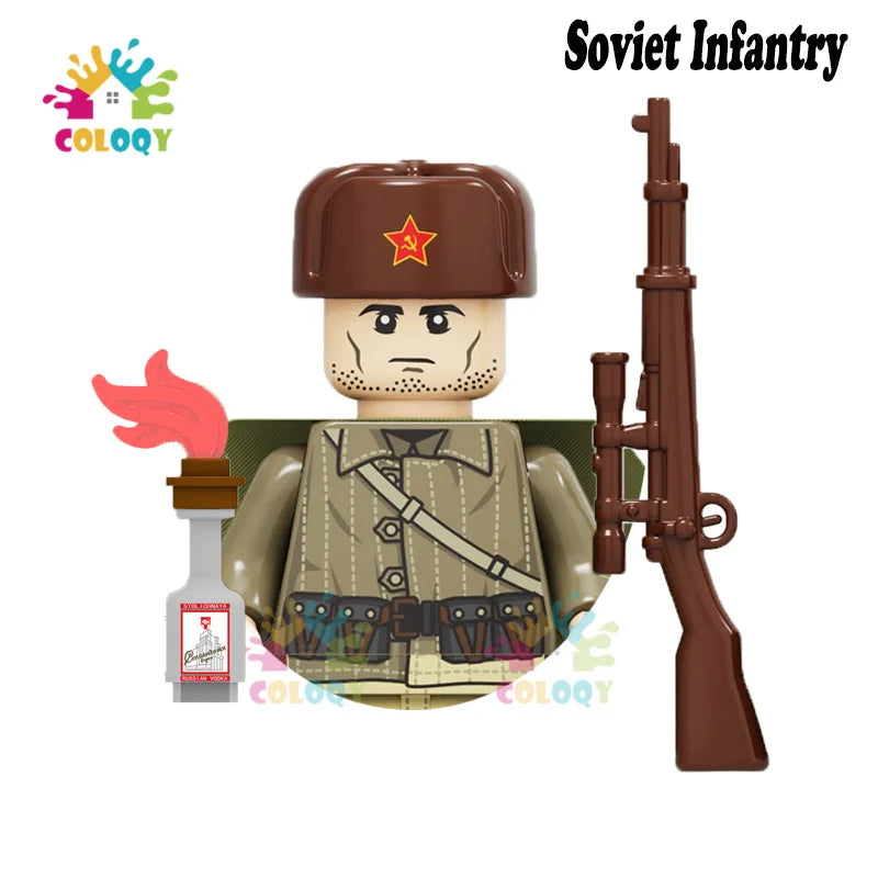 WW2 Minifiguren Set - Zweiter Weltkrieg Soldaten | Alliierte & Achsenmächte | LEGO-kompatibel