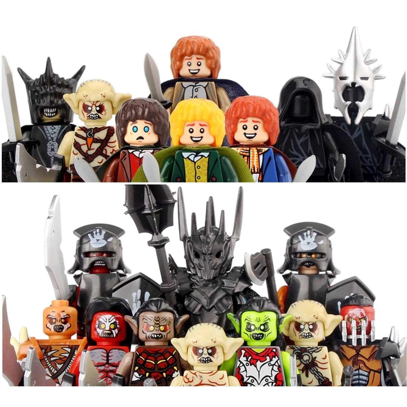 Herr der Ringe Minifiguren Set - Frodo, Gandalf, Aragorn, Legolas & Orks | LEGO-kompatibel