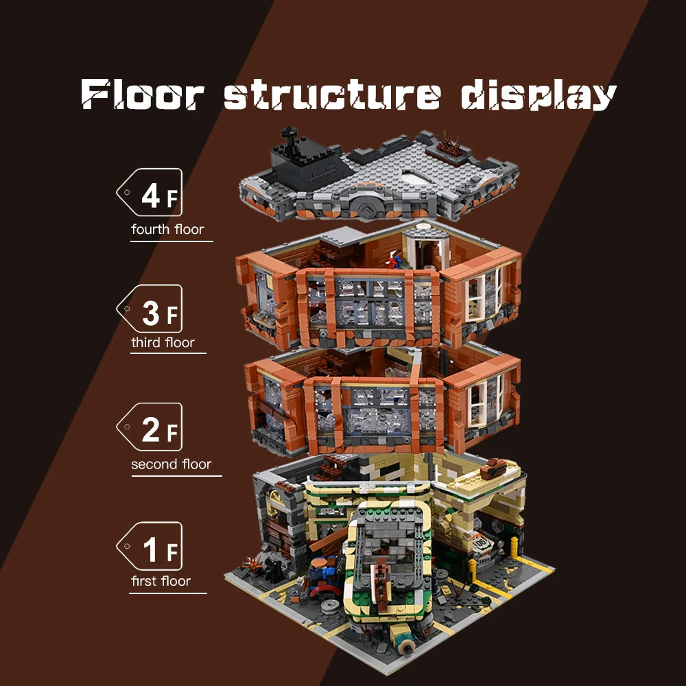 Doomsday Corner Garage MOC - 3325 Teile - Legokompatibel - Modular Building Set für Erwachsene