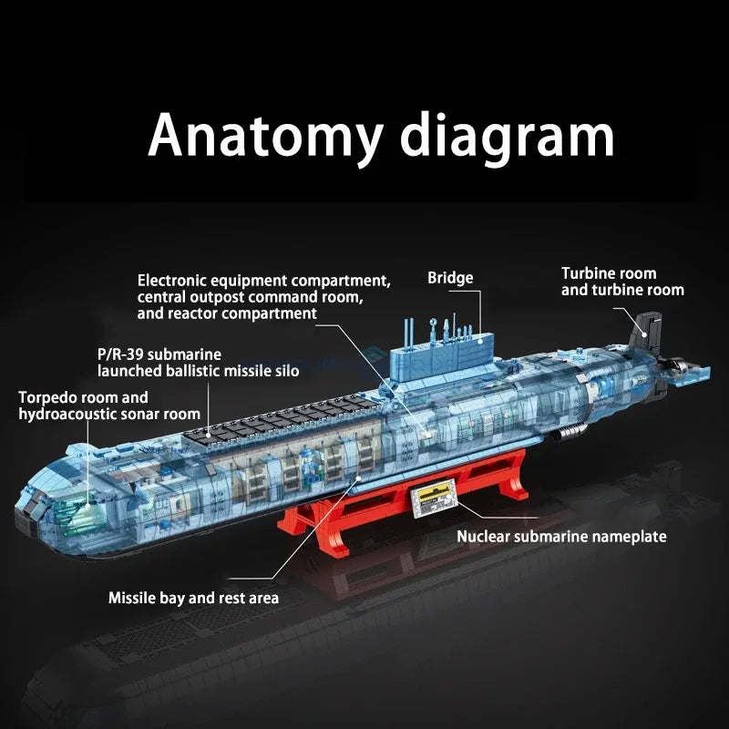 Military Type 941 Nuclear Submarine MOC - 4474 Teile - Legokompatibel - U-Boot Modell für Erwachsene