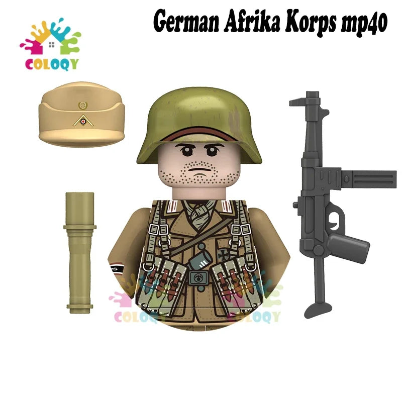 WW2 Minifiguren Set - Zweiter Weltkrieg Soldaten | Alliierte & Achsenmächte | LEGO-kompatibel