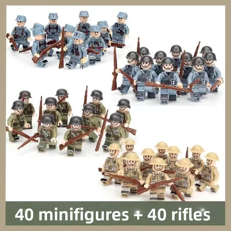 WW1 Minifiguren Set - Erster Weltkrieg Soldaten | 10 Figuren | LEGO-kompatibel