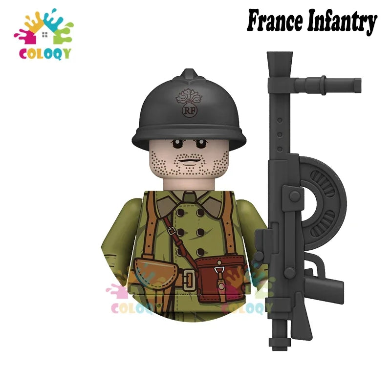 WW2 Minifiguren Set - Zweiter Weltkrieg Soldaten | Alliierte & Achsenmächte | LEGO-kompatibel