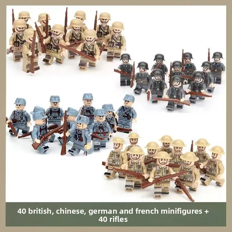 WW1 Minifiguren Set - Erster Weltkrieg Soldaten | 10 Figuren | LEGO-kompatibel