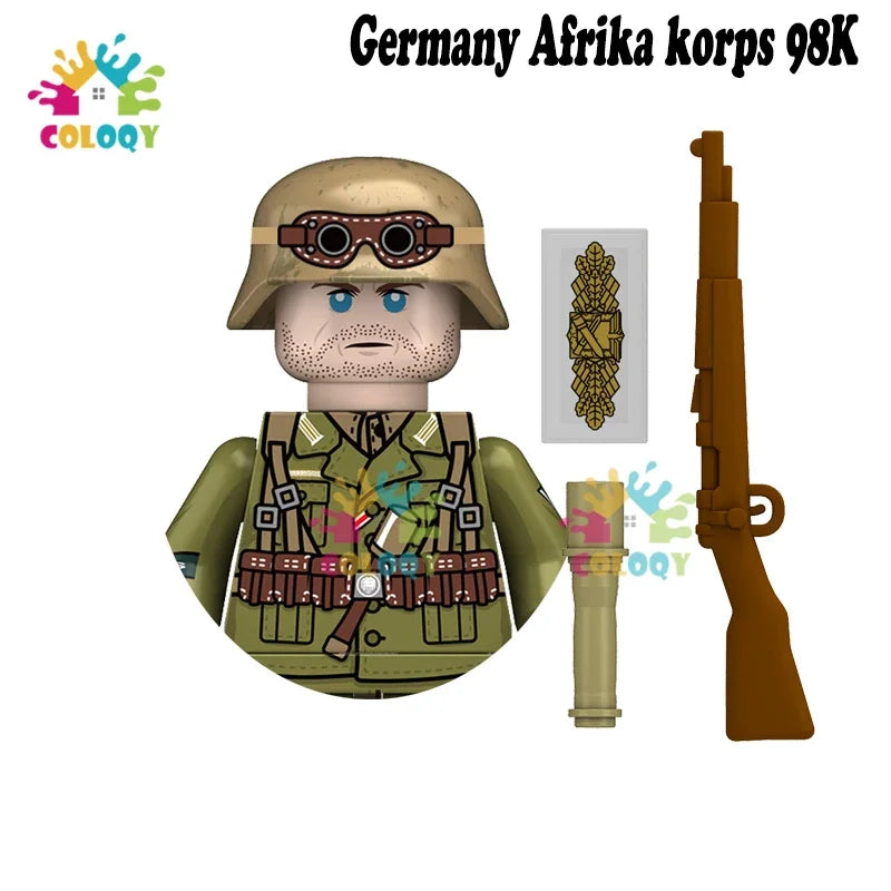 WW2 Minifiguren Set - Zweiter Weltkrieg Soldaten | Alliierte & Achsenmächte | LEGO-kompatibel