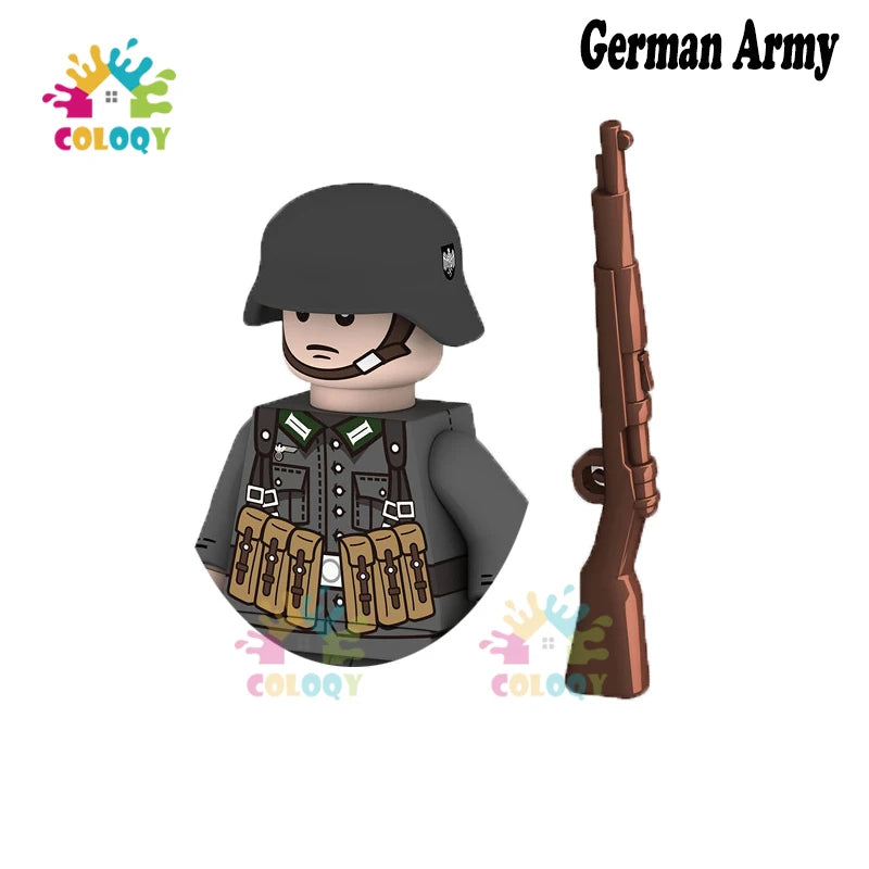WW2 Minifiguren Set - Zweiter Weltkrieg Soldaten | Alliierte & Achsenmächte | LEGO-kompatibel