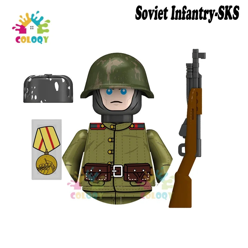 WW2 Minifiguren Set - Zweiter Weltkrieg Soldaten | Alliierte & Achsenmächte | LEGO-kompatibel