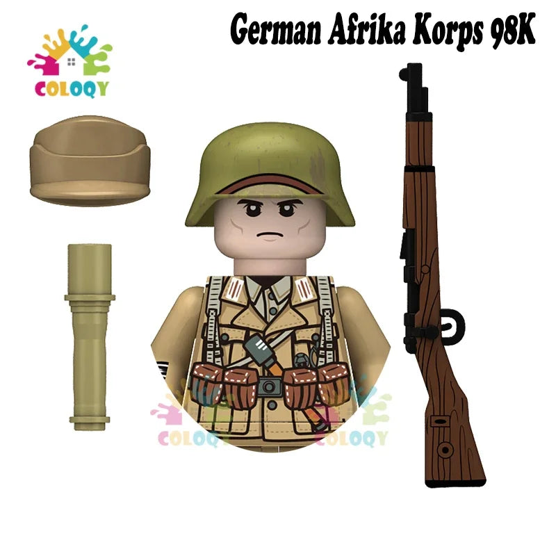 WW2 Minifiguren Set - Zweiter Weltkrieg Soldaten | Alliierte & Achsenmächte | LEGO-kompatibel