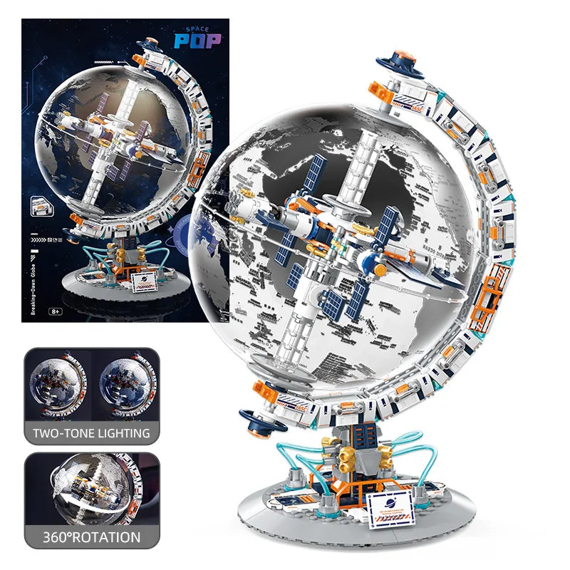 Space Station Transparent Globe MOC - Legokompatibel - High-Tech Weltraumstation Modell