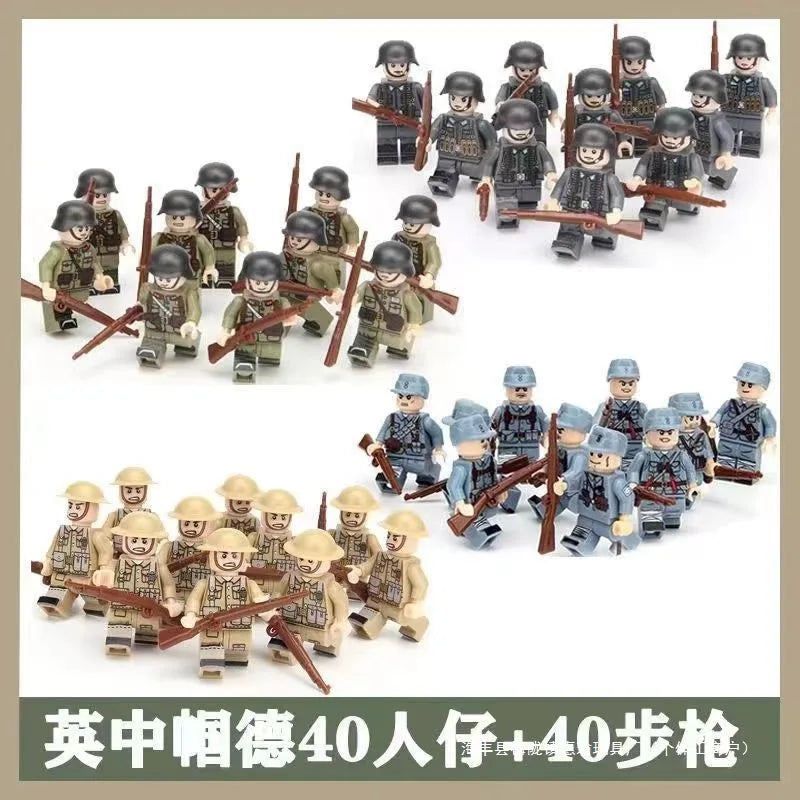 WW1 Minifiguren Set - Erster Weltkrieg Soldaten | 10 Figuren | LEGO-kompatibel