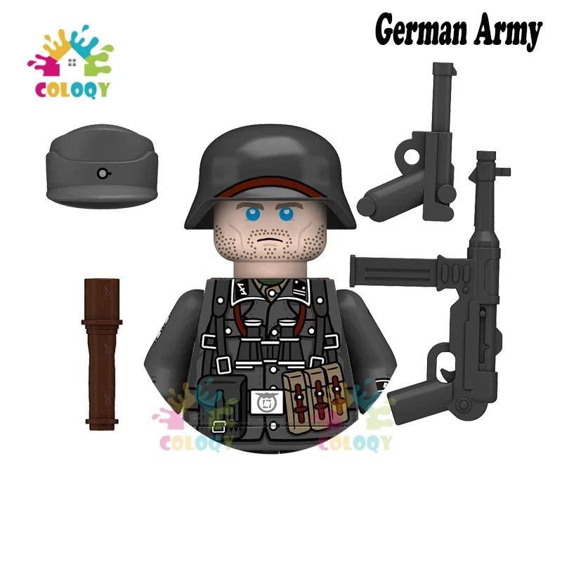 WW2 Minifiguren Set - Zweiter Weltkrieg Soldaten | Alliierte & Achsenmächte | LEGO-kompatibel