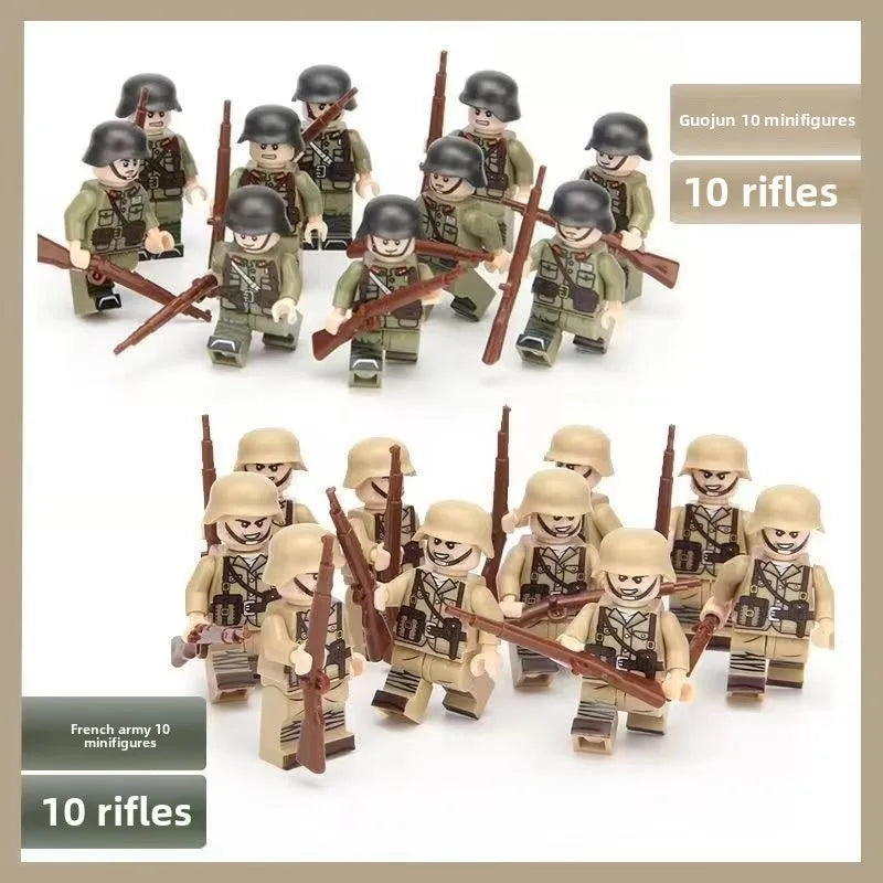WW1 Minifiguren Set - Erster Weltkrieg Soldaten | 10 Figuren | LEGO-kompatibel