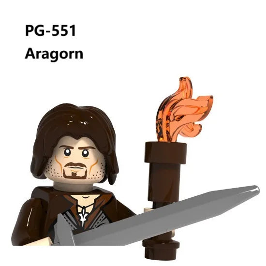 Herr der Ringe Minifiguren Set - Frodo, Gandalf, Aragorn, Legolas & Orks | LEGO-kompatibel