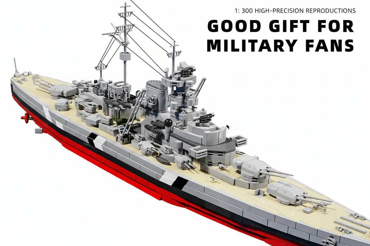 Bismarck WW2 Battle Ship MOC 1:300 - 2686 Teile - Legokompatibel - Kriegsschiff Modell