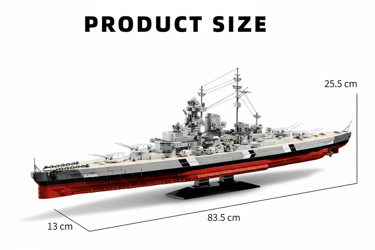 Bismarck WW2 Battle Ship MOC 1:300 - 2686 Teile - Legokompatibel - Kriegsschiff Modell