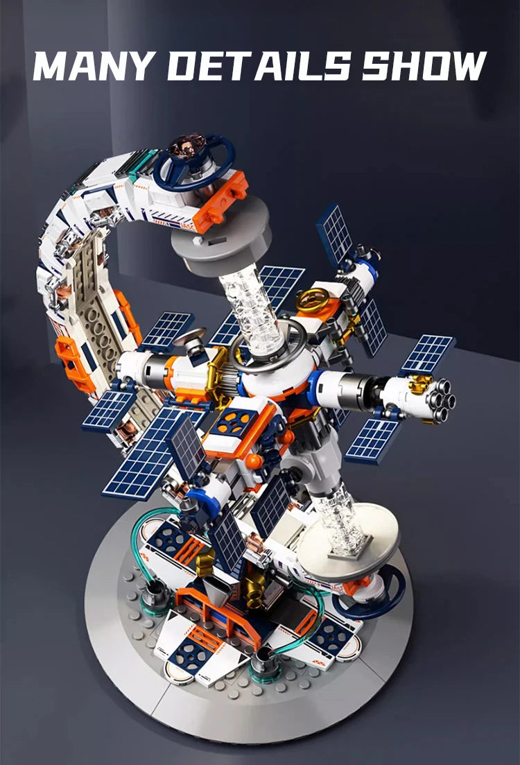 Space Station Transparent Globe MOC - Legokompatibel - High-Tech Weltraumstation Modell